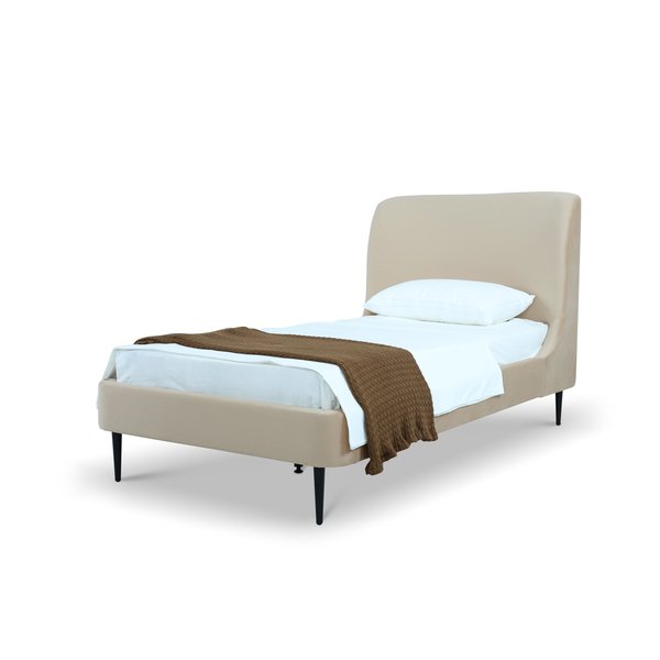 Manhattan Comfort Mid-Century Modern Bedframe with Headboard for Bedroom Use S-BD003-TW-TP